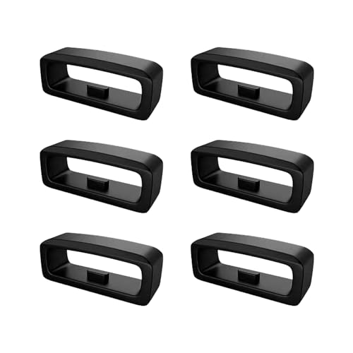 [Kaaipee] 時計ベルト用遊環 ラバー製腕時計バンドホルダー ループ シリコン ファスナーリング26mm ブラック6個セット